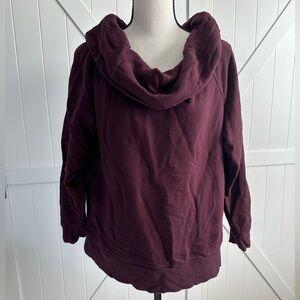Victoria Sport Burgundy Cowl Neck Sweatshirt Pullover Size M Cozy Athleisure
